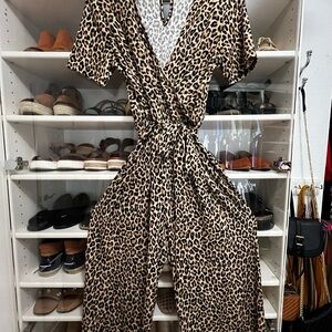 Ces Femme Leopard Print Wide Leg Jumpsuit